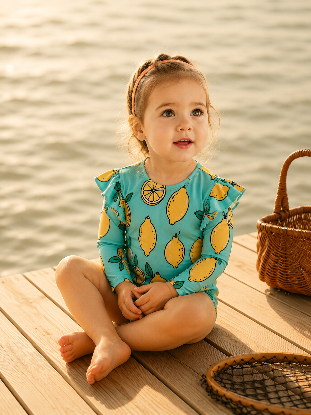 Lemon Splash Long Sleeve Swimsuit