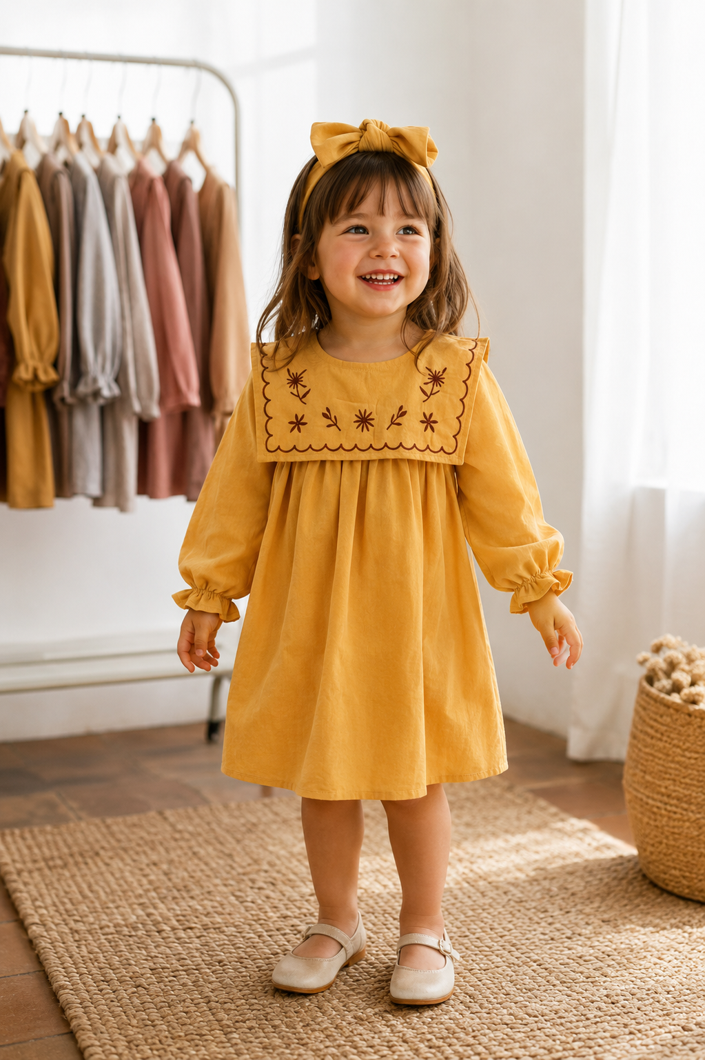 Golden Meadow Embroidered Dress